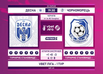 Українська Прем’єр-Ліга. 1 тур. “Десна” не залишає камень на камені від одеського “Черноморця”